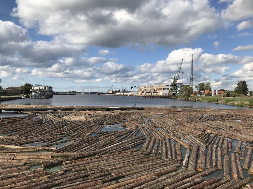 Lina Lapelytė ja Mantas Petraitise installatsioon „Currents“ (2020) kujutas endast rohkem kui 2000 palgist koosnevat hõljuvat saart, mida saatis Riiale ajaloolise tähtsusega palgiparvetamise helidest inspireeritud heliteos. Foto: Tiiu Parbus