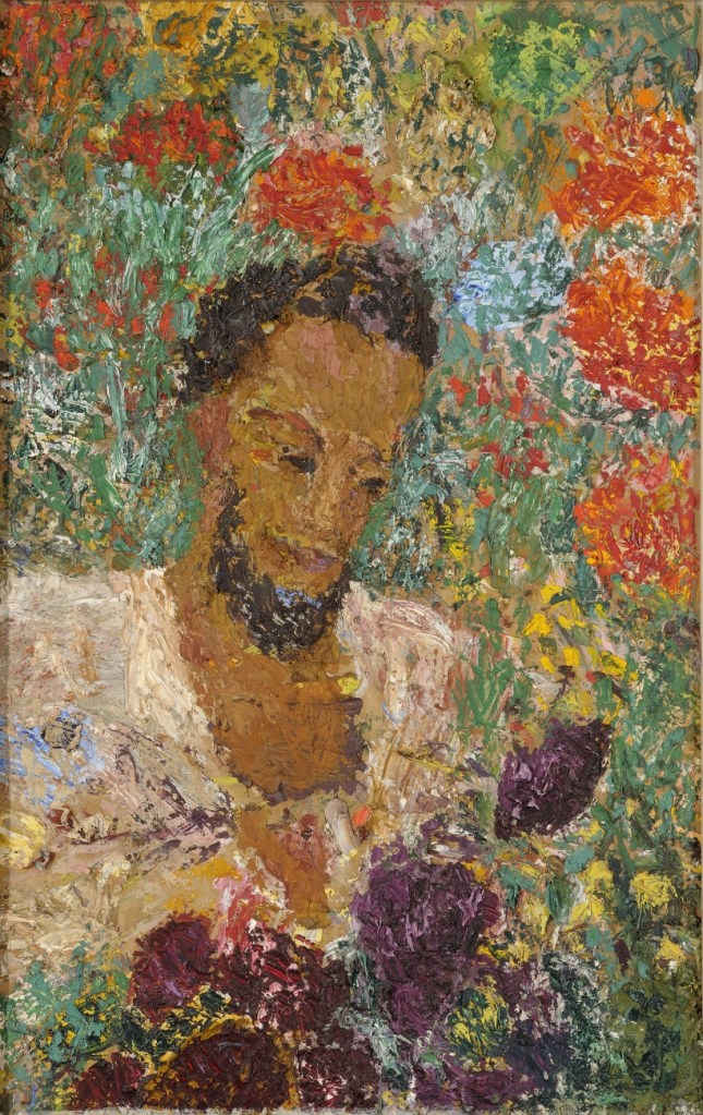 Ellinor Aiki. Aednik aias. 1963. Õli, papp. Eesti Kunstimuuseum