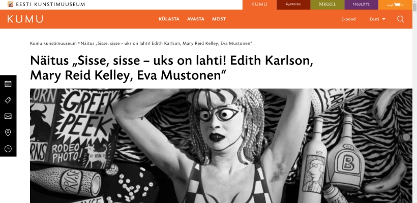 Virtuaaltuur näitusel „Sisse-sisse, uks on lahti! Edith Karlson, Mary Reid Kelley, Eva Mustonen“