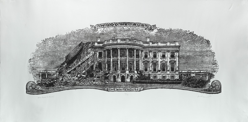 Curtis Readel. Varemeis Valge Maja. Sarjast „Me usume jumalasse“. 2009. Sügavtrükk Eesti Kunstimuuseum