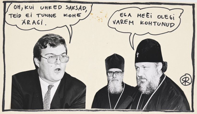 Rein Paku ja Rainer Sarneti Hommikulehe jaoks valminud koomiks (1992-1995). Foto: Stanislav Stepaško